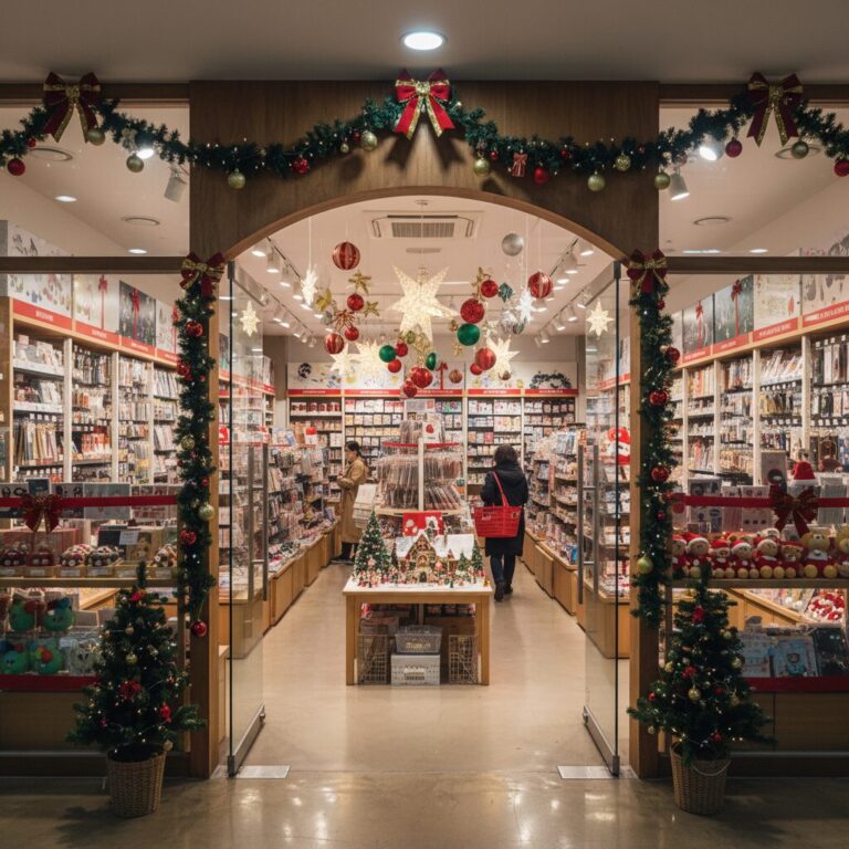 구리 아트박스 입구와 크리스마스 장식된 내부 전경