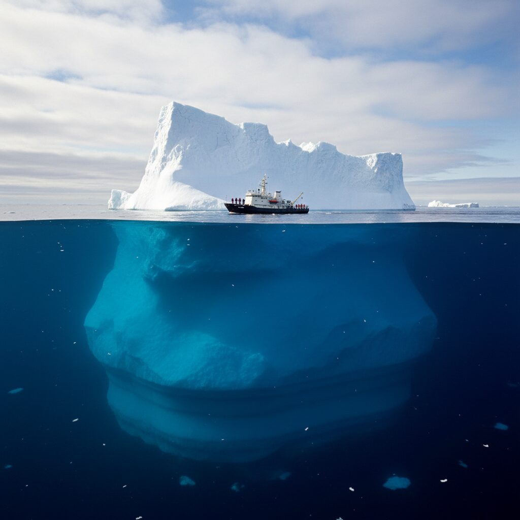 빙산 메타포로 설명하는 의식과 무의식의 관계 그림