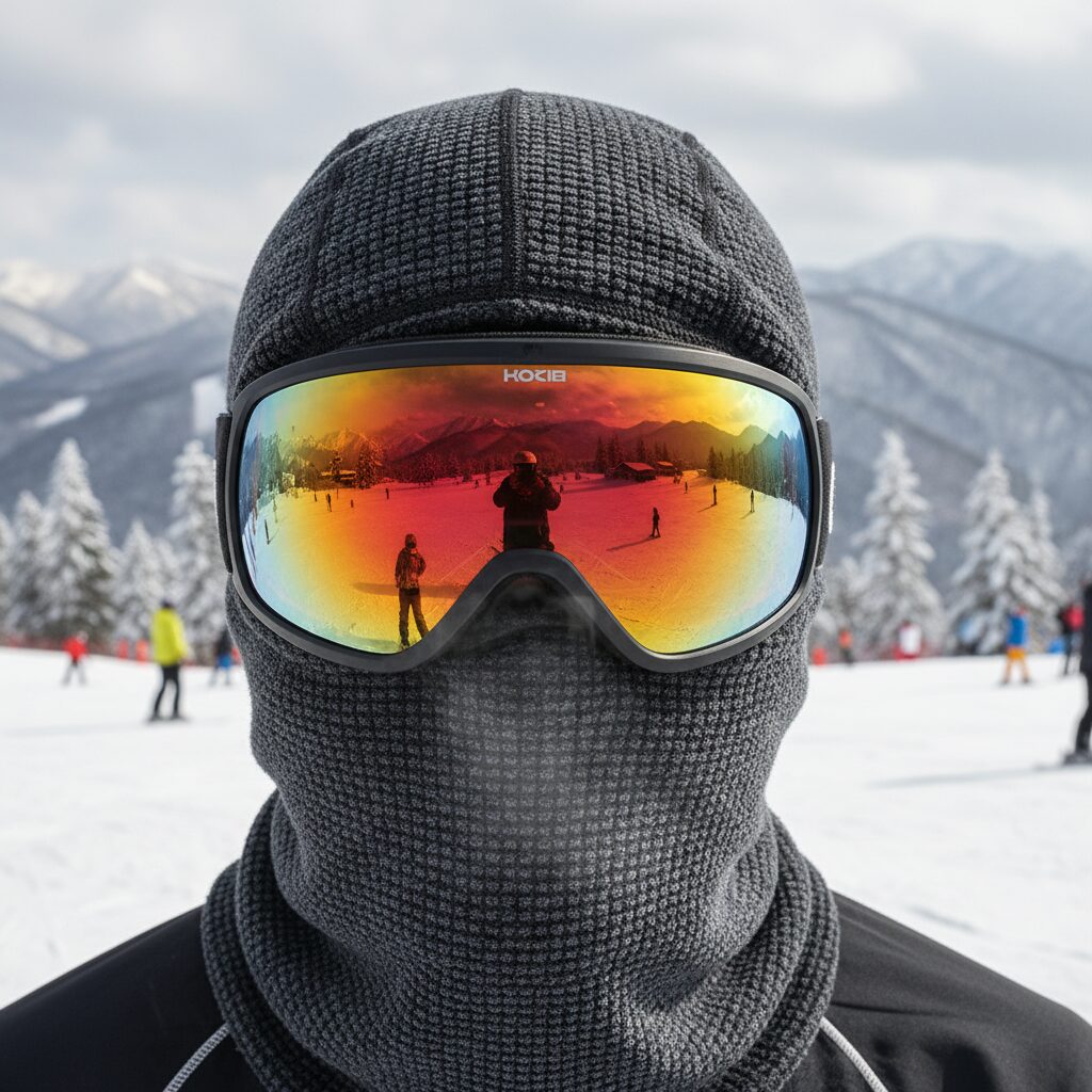 스키장에서 머리까지 완전히 보호하는 두꺼운 파워그리드 바라클라바