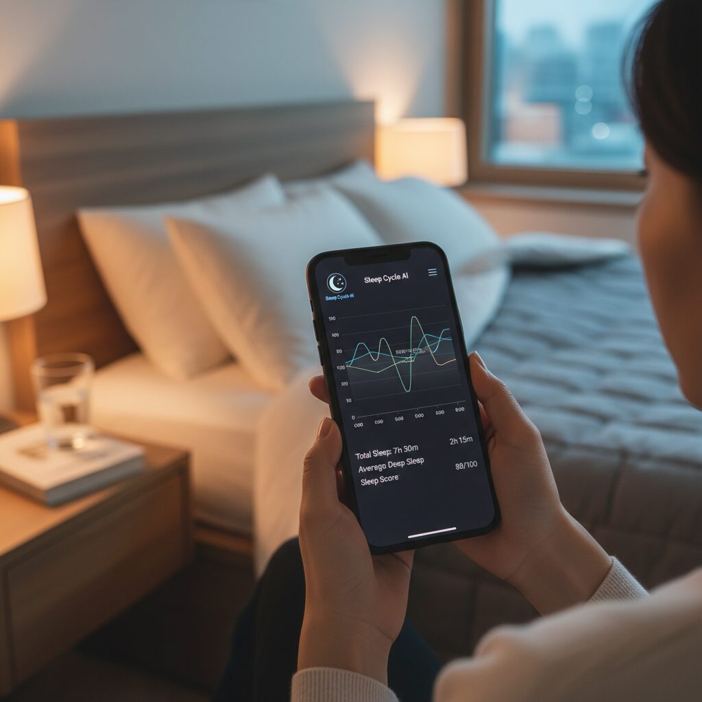 AI 앱에서 제공하는 수면 패턴 분석 그래프 화면