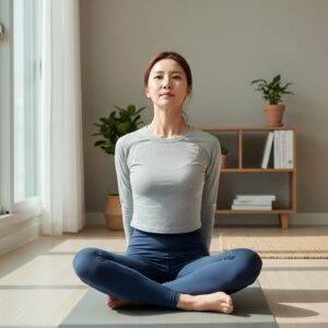 집에서 하는 거북목 교정 턱 끌어당기기 스트레칭 자세