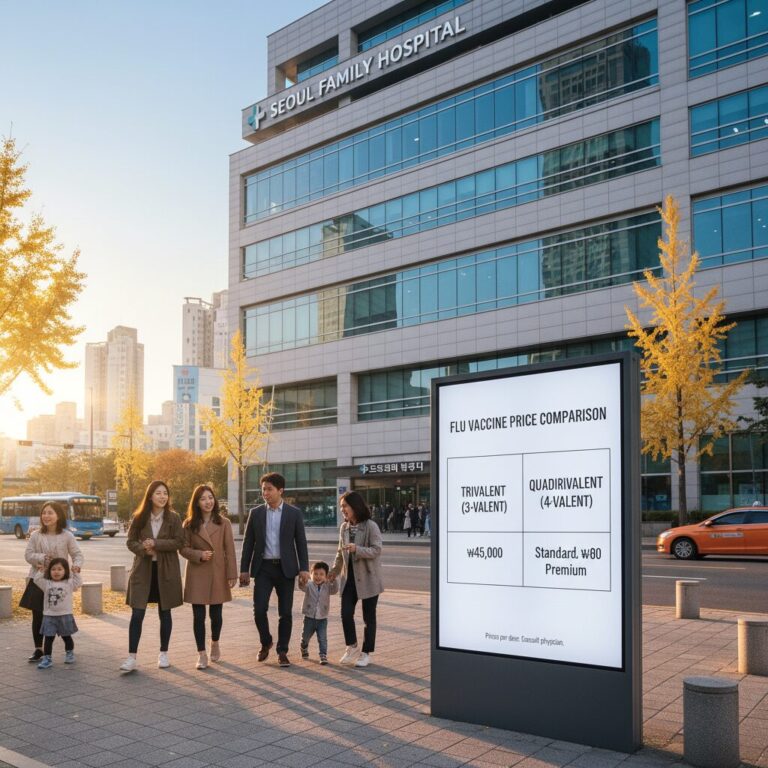 독감 백신 3가와 4가 가격 비교 표와 병원 외관