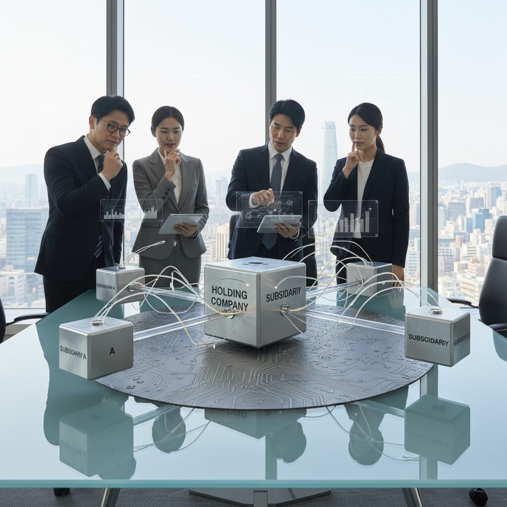 지주사와 자회사의 관계를 나타낸 다이어그램