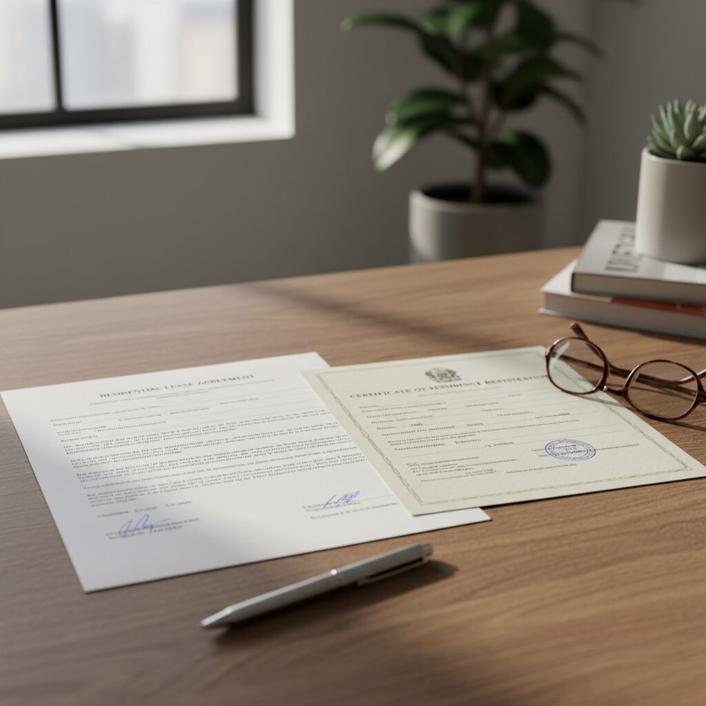 임대차계약서와 전입신고증명서 사진