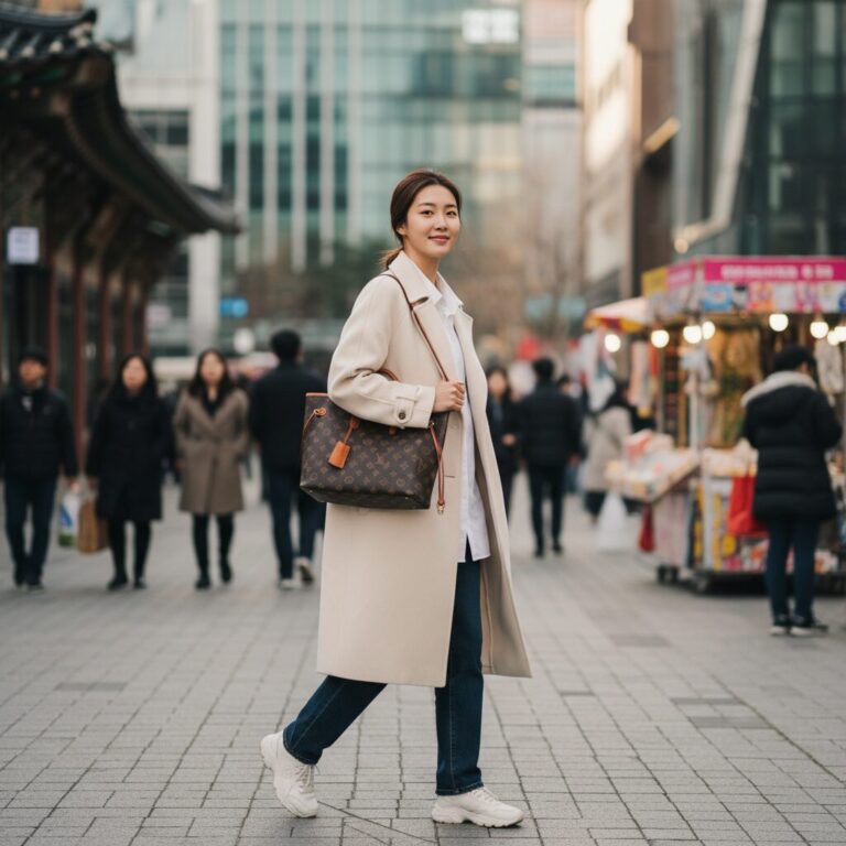 루이비통 온더고 PM 가방을 멘 스타일 샷