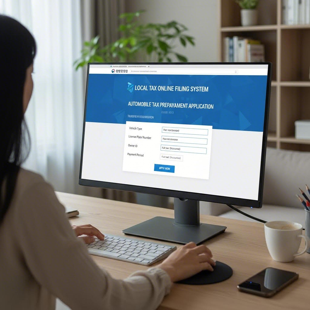 지방세 인터넷 신고 사이트에서 자동차세 연납 신청 화면을 보여주는 이미지