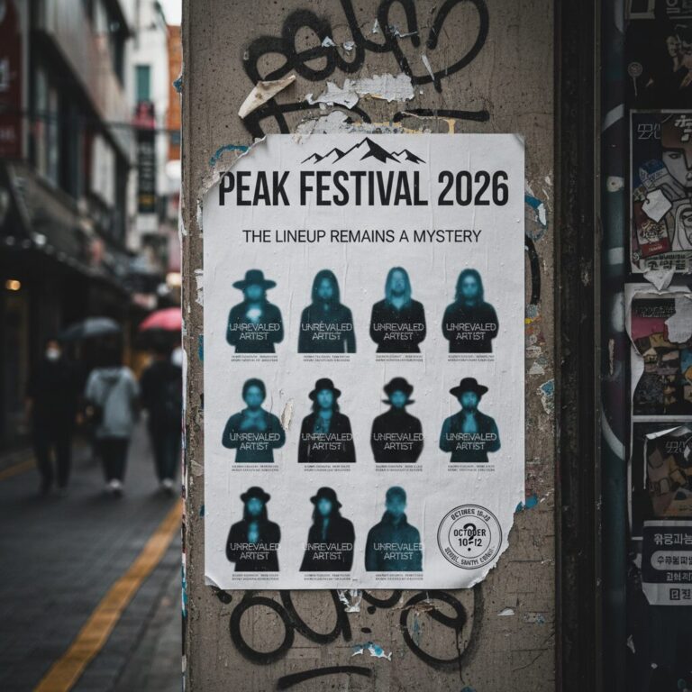 피크페스티벌 2026의 미스터리한 라인업 티저 이미지