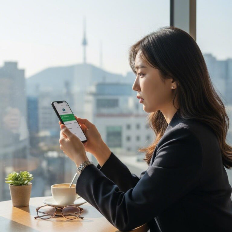 스마트폰으로 자동차세 납부 내역을 확인하는 모습