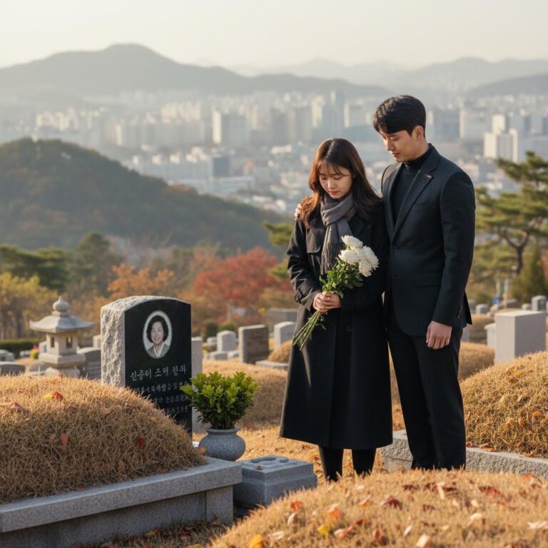 최준희가 어머니 최진실 묘소를 예비 신랑과 함께 방문한 사진