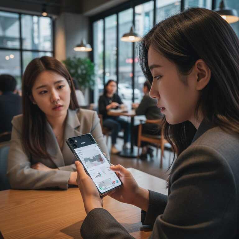 갤럭시 S26 울트라의 새로운 프라이버시 디스플레이 기능이 적용된 화면