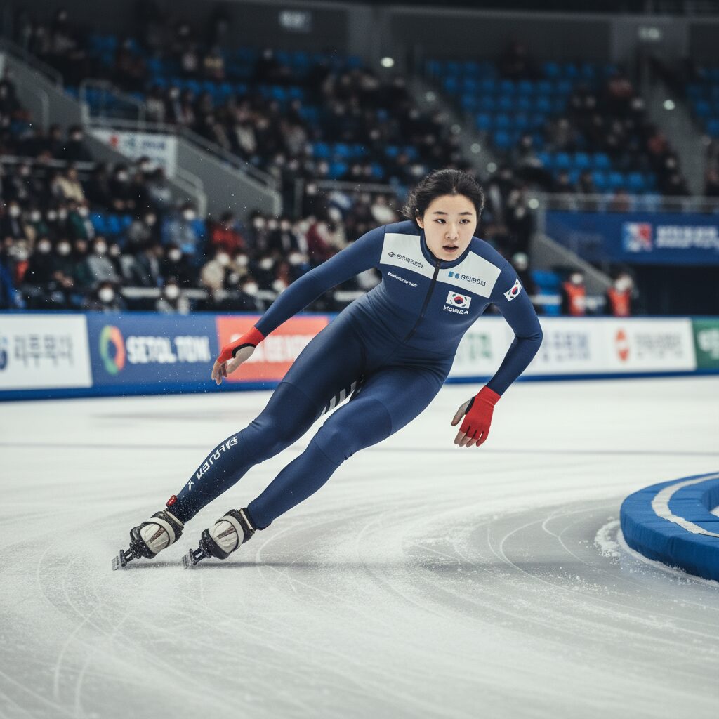 쇼트트랙 경기 중인 김길리 선수
