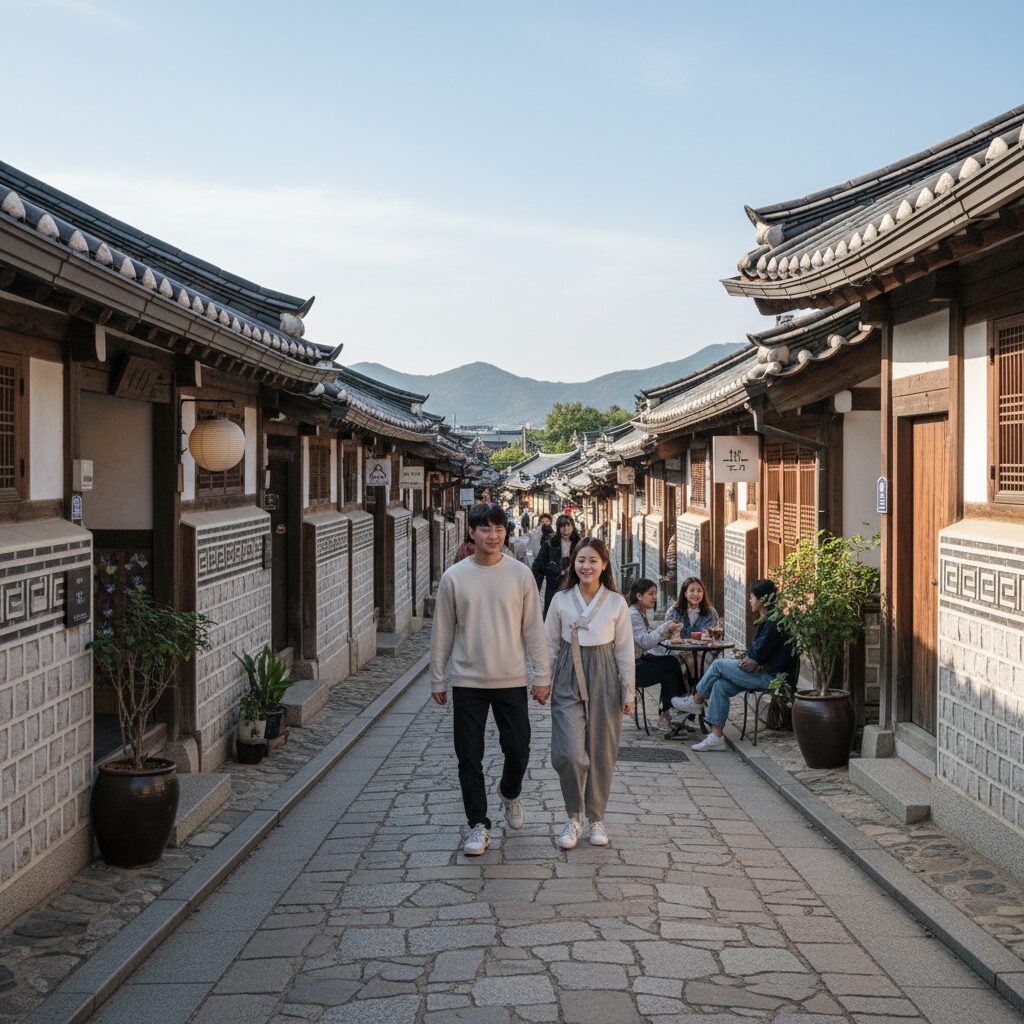 2월 국내여행 추천 경주에서 만나는 따뜻한 봄 경주 황리단길의 고즈넉한 기와지붕 거리 풍경