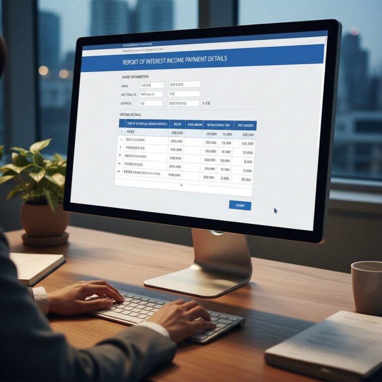홈택스 이자소득 지급명세서 작성 화면