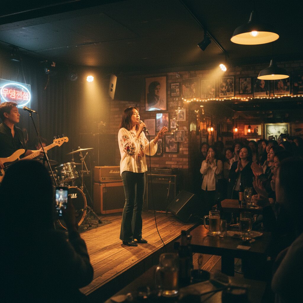 무명전설에서 노래를 부르는 김한율의 모습