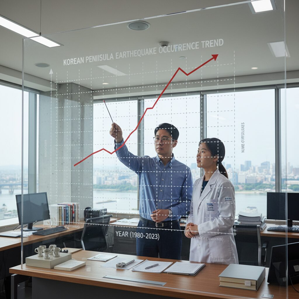 한반도 지진 발생 횟수 증가 추이 그래프