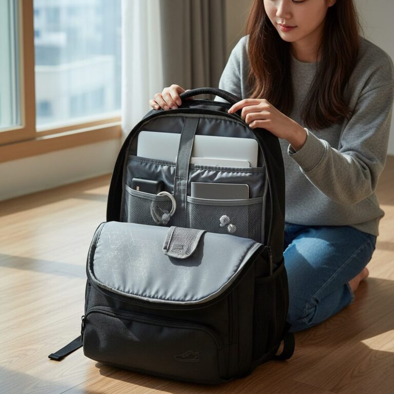 르꼬끄 아투즈에어 백팩의 내부 수납공간과 처짐방지 패드