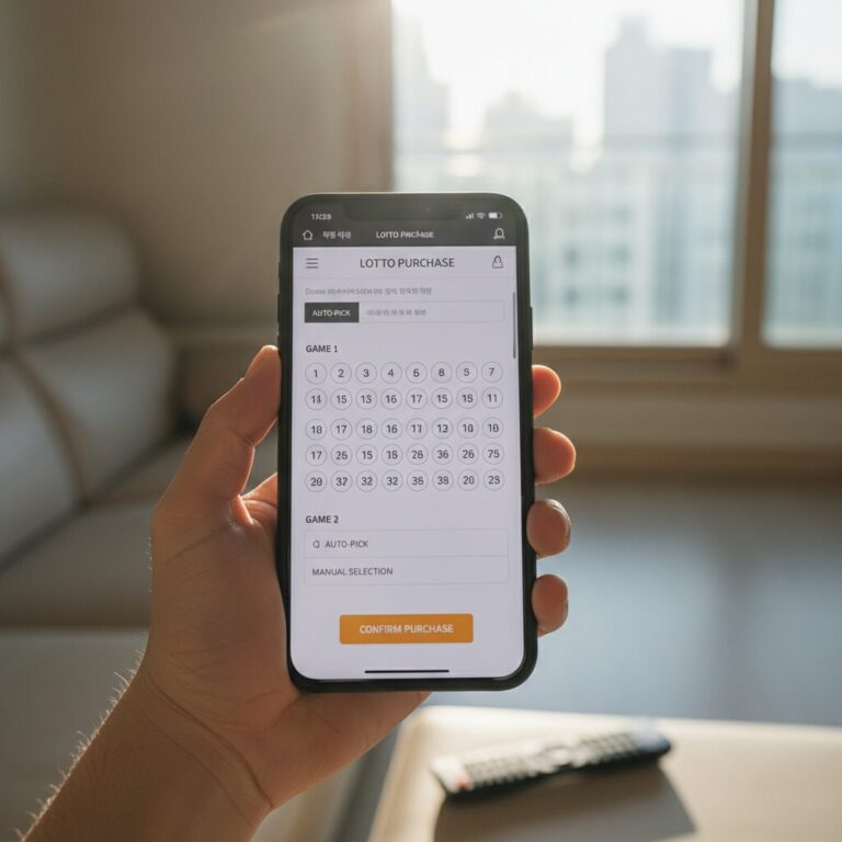 스마트폰 화면에 표시된 동행복권 모바일 웹사이트 구매 페이지