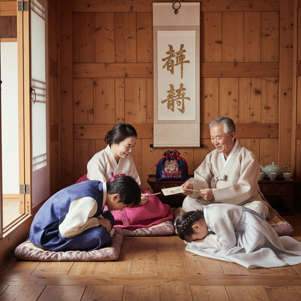 설날 세배와 세뱃돈 올바른 맞춤법 표시된 이미지