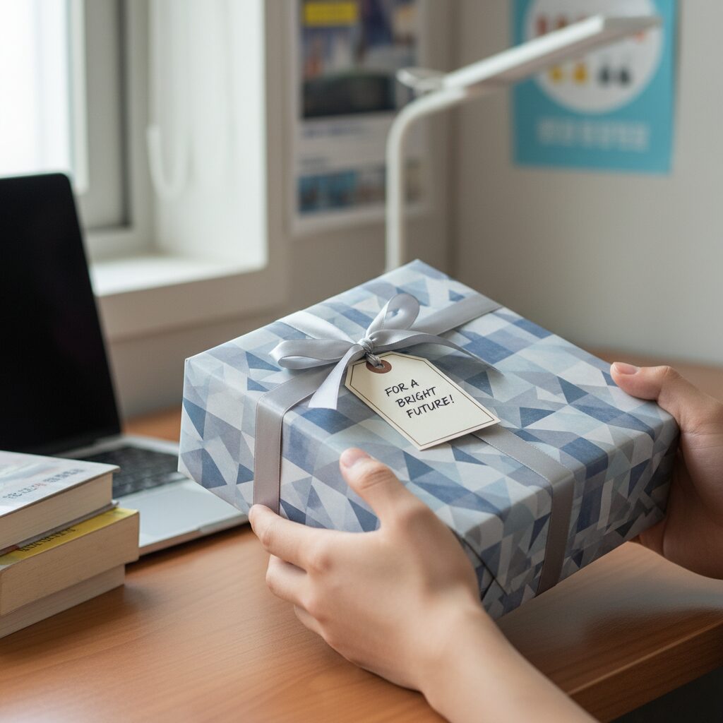 대학생 입학 선물로 포장된 전기면도기 상자