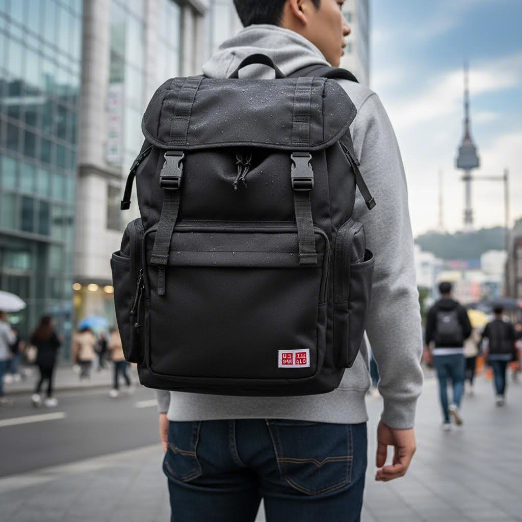 실용적인 심플 백팩 추천과 고르는 방법 유니클로 멀티포켓 백팩의 앞면과 플랩 디자인