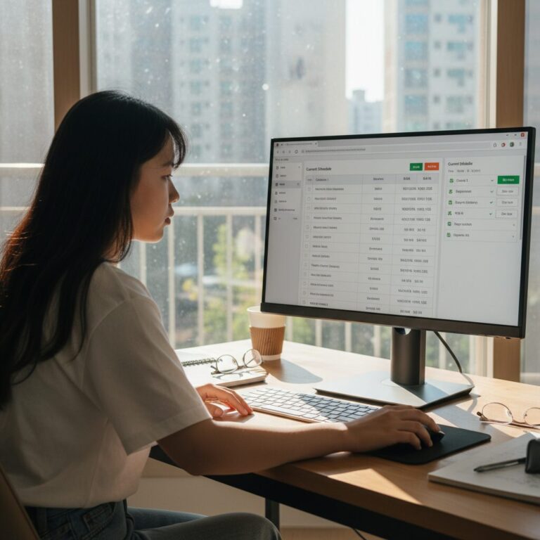 대학 수강신청 및 정정이 가능한 학생 포털 화면