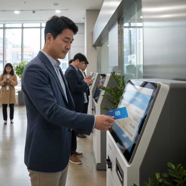 바우처 카드로 공과금을 결제하는 모습을 상징적으로 표현한 이미지