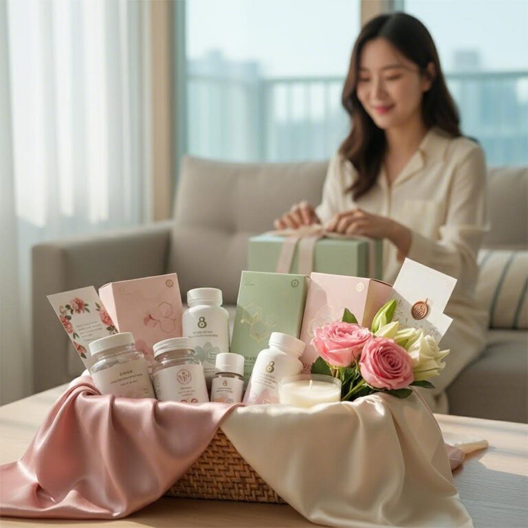 여성의 날 선물로 준비된 건강기능식품 패키지