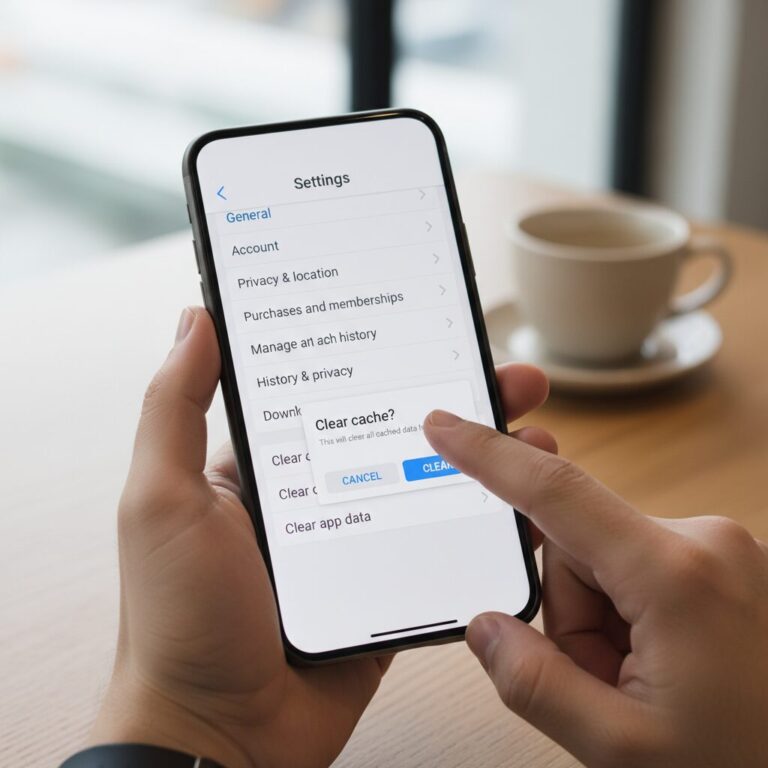 유튜브 모바일 앱 문제 해결을 위해 설정 메뉴에서 캐시를 삭제하는 화면
