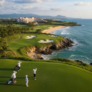 블루베이 LPGA 골프 코스의 해변가 풍경과 경기 장면