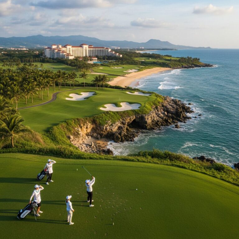 블루베이 LPGA 골프 코스의 해변가 풍경과 경기 장면