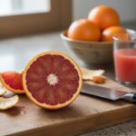 잘라낸 카라카라 오렌지 속살의 선명한 붉은색을 보여주는 사진