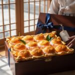 고급 포장된 천혜향 10kg 선물 세트 상자 속에 가지런히 담긴 주황색 천혜향