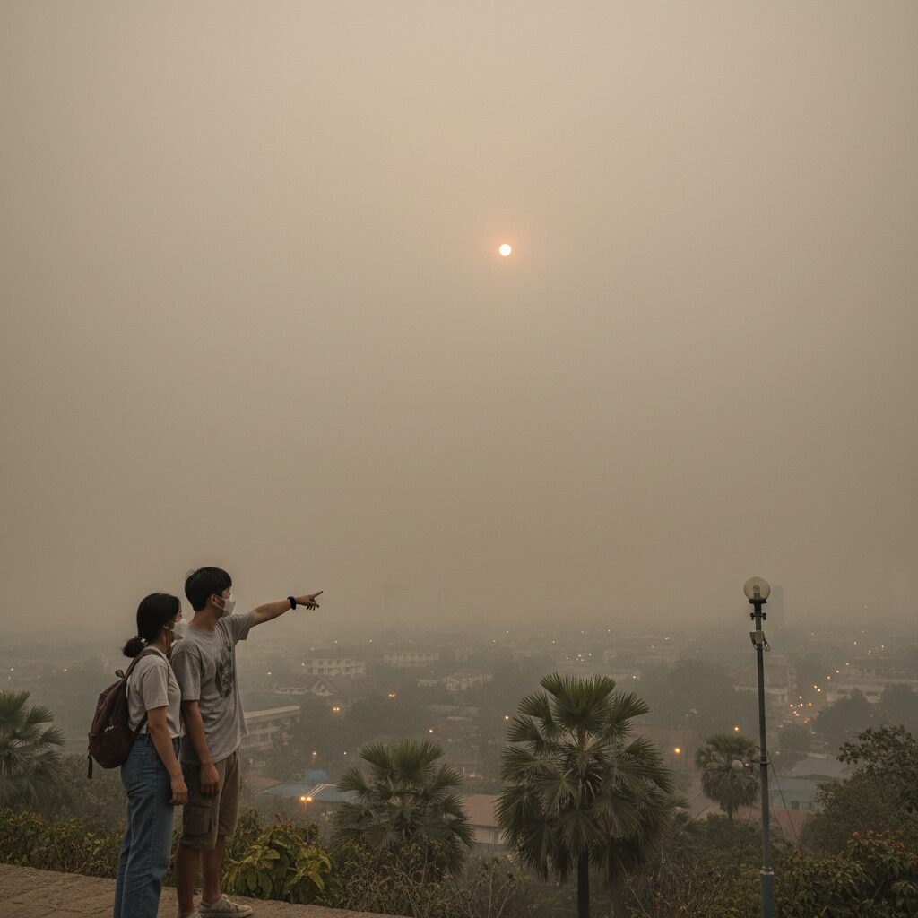 치앙마이 미세먼지 심한 날 도이수텝 산이 보이지 않는 풍경