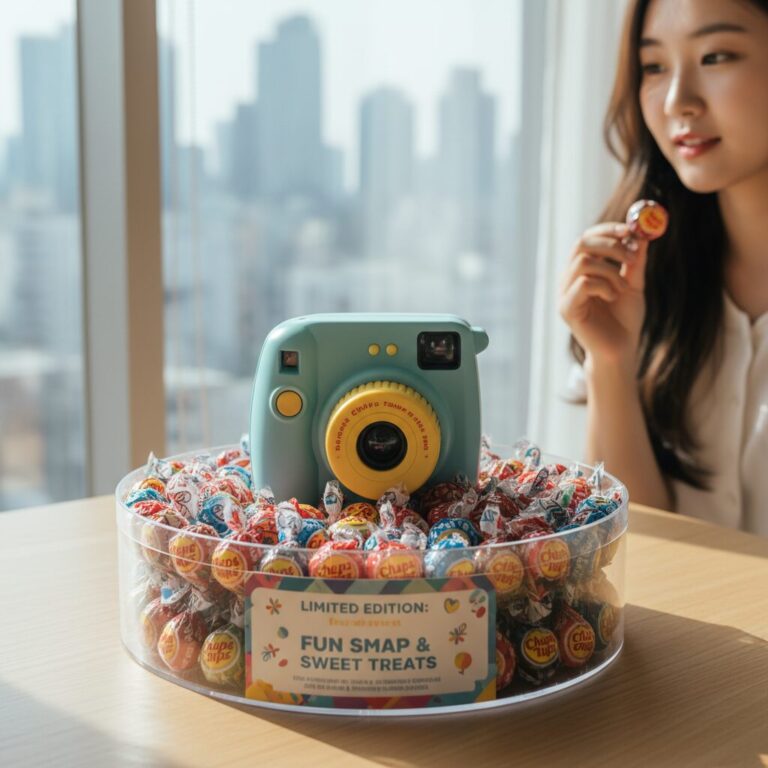 토이카메라와 150개의 츄파춥스 사탕이 들어있는 한정판 선물 세트 사진