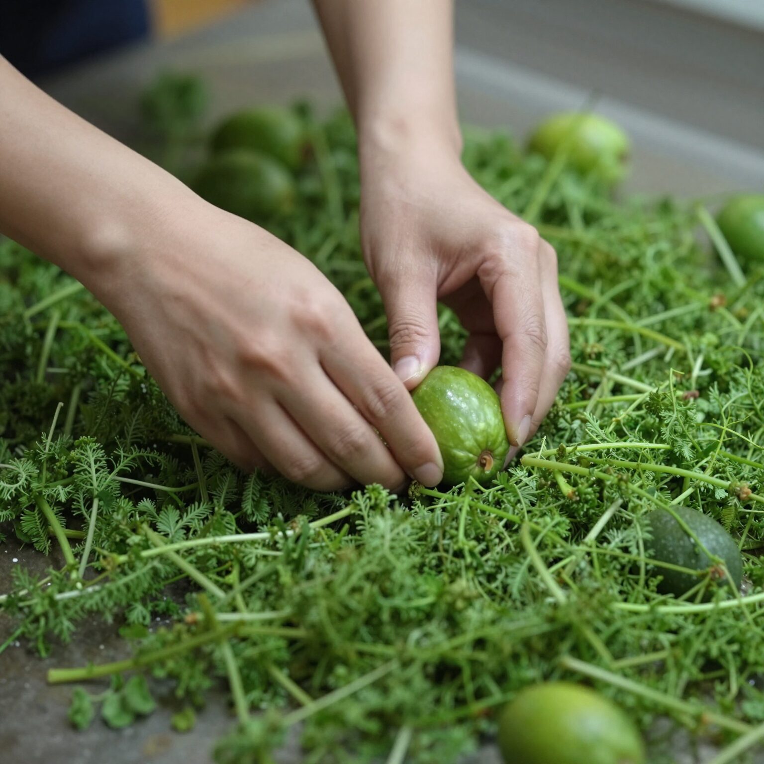 오이를 어슷하게 또는 채썰어서 준비하는 과정