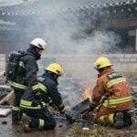 대전 화재 현장에서 수색 작업을 진행하는 소방대원들