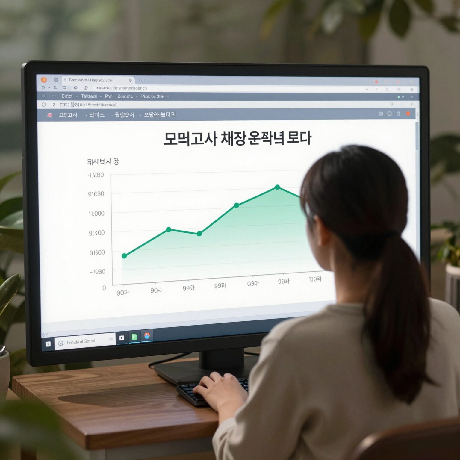 EBSi 풀서비스 화면에서 모의고사 채점 결과와 오답 분석 그래프가 표시된 모습