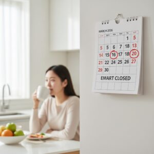 2026년 3월 달력에 표시된 이마트 휴무일 8일과 22일