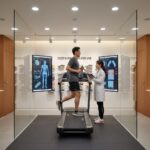 플릿러너 슈피팅 룸 내부 러닝머신에서 분석받는 모습