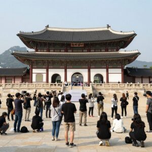 BTS 광화문 공연 이틀 전 광장의 웅장한 무대 설치 모습과 분주한 준비 현장