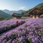 보랏빛 개미취가 가득 핀 문경 봉천사 풍경