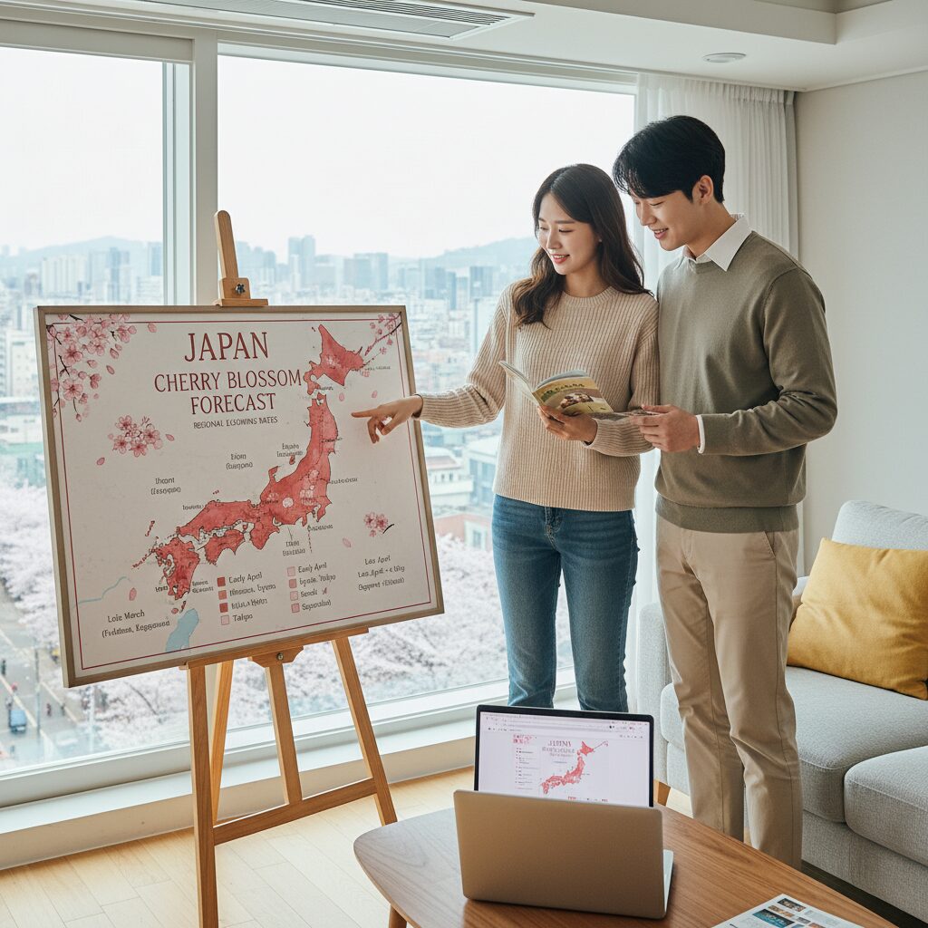 일본 벚꽃 개화시기 지역별 예상 일정 지도