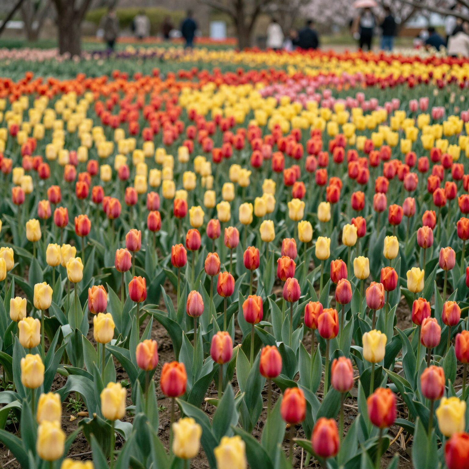 의정부 직동근린공원의 알록달록한 튤립 꽃밭 전경