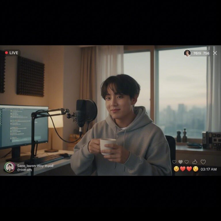 정국 위버스 새벽 라이브 방송 화면 캡처