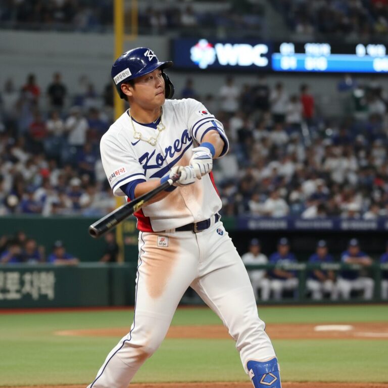 이정후 선수가 WBC 경기 중 반클리프 알함브라 목걸이를 착용한 모습