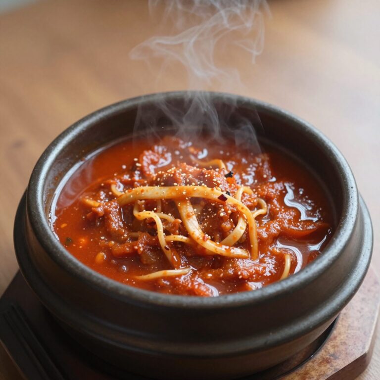 완성된 냉이된장국을 국그릇에 담은 사진