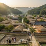 나주 남평문씨 본리세거지 전경 초가와 기와집이 어우러진 마을 풍경