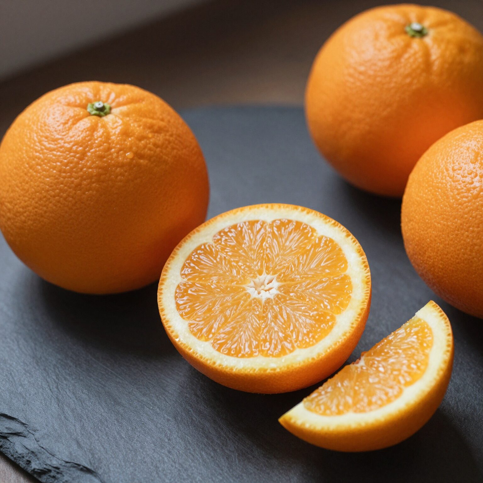 신선한 오렌지와 비타민C 효능을 설명하는 이미지