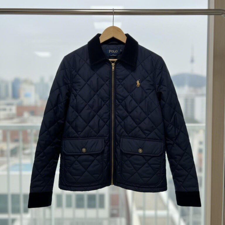 폴로 네이비 퀼팅 자켓 앞면 단독