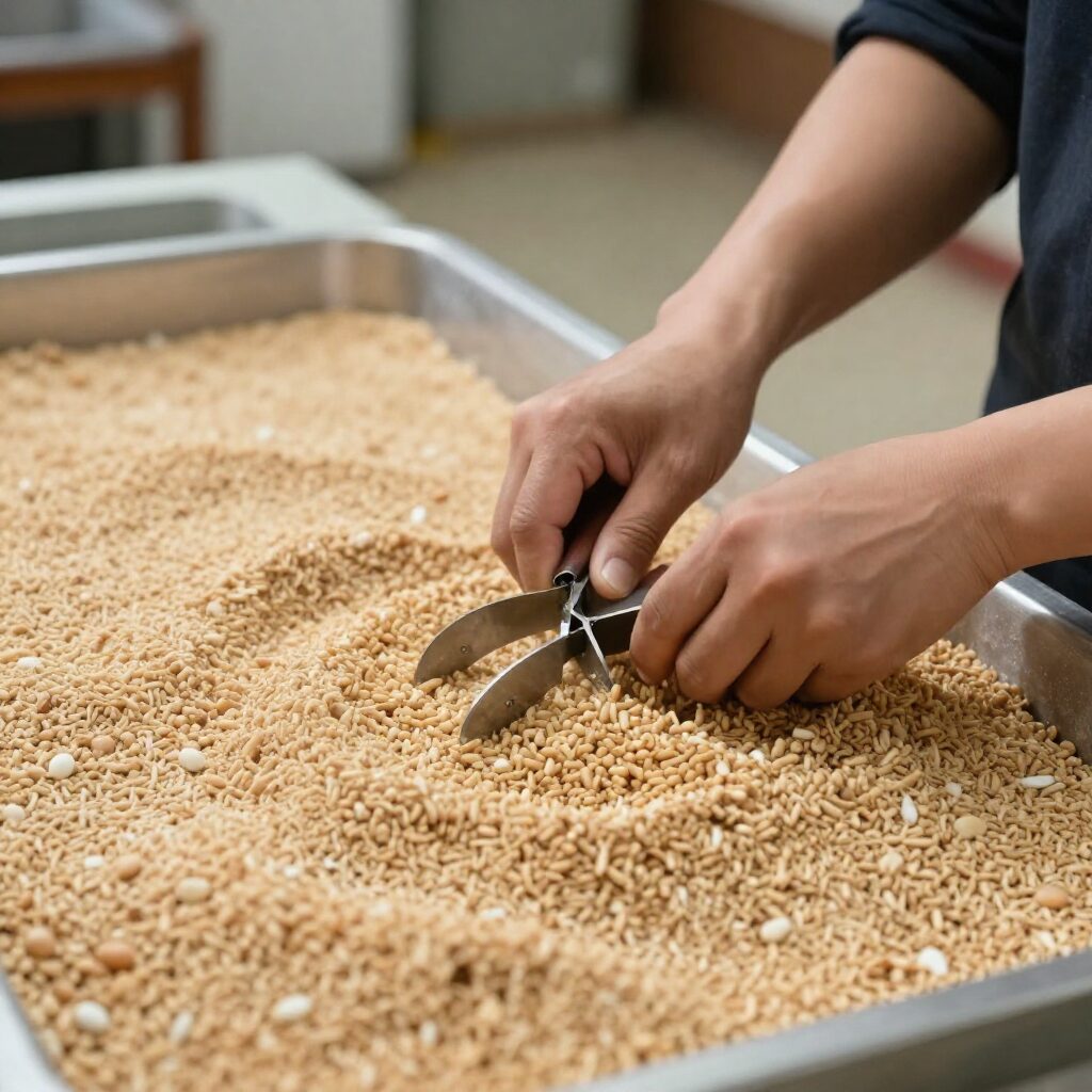 씨감자 자르기와 절단면 말리는 과정